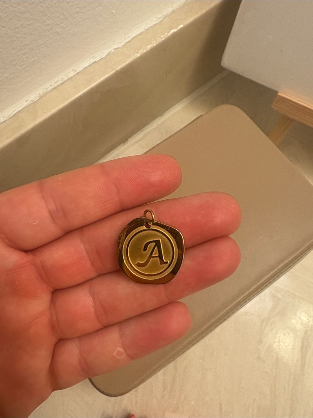 14k Gold Initial 'A' medallion Pendant